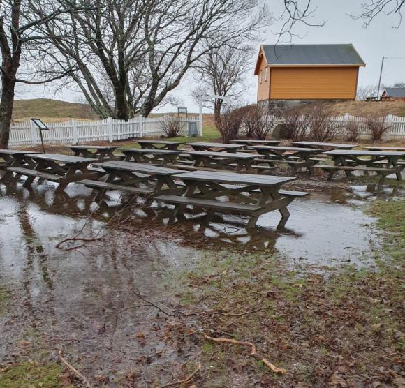 Oversv�mmelse i Sk�lv�rhagen januar 2022 etter store mengder regn, og tele i jorda.