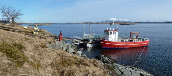 Frakting av kaistolper like f�r p�ske 2015.