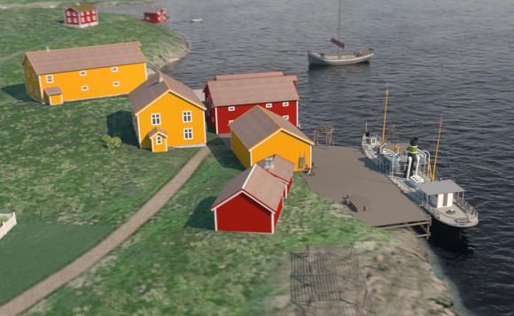 Sk�lv�r kaiomr�de ca 1890, med kai brygger og butikk.