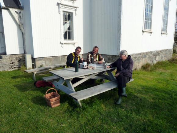 Kaffepause. Jon-K�re Olufsen, Odd Stian Aas og Gunhild Falch.