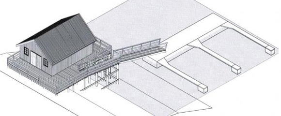 Skisse flytebrygge sett not nord�st.