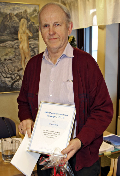 Nils Falch fikk Alstahaug kommunes kulturpris for 2013.