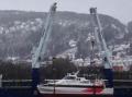 Tilligere �Thorolf Kveldulfs�n� lastes ombord i fraktefart�yet som skal bringe den fra Bergen til Bulgaria.