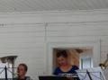 Lokal Bl�st Kvartett bidro med ekstra musikk i kirken.